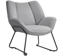 Tectake - Sillón de bouclé KJELD, Acolchado, Soporta hasta 120 kg, Sillón cómodo con suave tejido de bouclé en estilo escandinavo, Tapizado grueso con relleno de espuma de alta densidad, Asiento