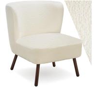 tectake® Sillon de Cóctel Acolchado, Respaldo Curvado Extragrande, Patas de Acero, Sillon Relax, Butacas de Salon, Muebles de Salon, Butaca, Sillón Orejero - Bou lanco Roto
