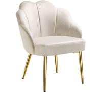 Tectake Sillón de cóctel, tapizado en terciopelo acolchado, crema/oro