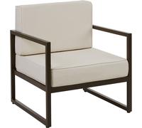 Tectake Sillón de jardín, 1 plaza, tapizado grueso, 74x78x85 cm, marrón/beige
