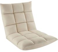 Tectake Sillón de suelo con respaldo 2 en 1 terciopelo 108x57x13,5 cm beige