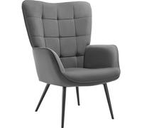 Tectake Sillón tapizado 72 x 76 x 100,5 cm corderoy fino antracita/negro
