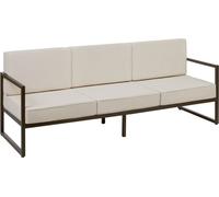 Tectake Sofá de jardín para 3 personas con acolchado XXL, marrón/beige