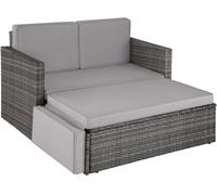 Tectake Sofá de ratán para 2 personas resistente a la intemperie, gris