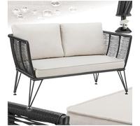 TecTake® Sofa Exterior Jardin Diseño Cuerda, Cojín Asiento Extra Grueso 8 cm, Fundas Poliéster Extraíbles, Sillon Exterior Resistente Intemperie, Sofa Ratan, Muebles Terraza Exterior - 1 Sofá