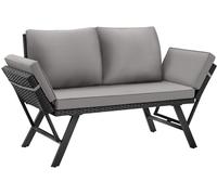 Tectake Sofá lounge de poliratán, 2 en 1, brazos abatibles, 157 x 61 x 89 cm