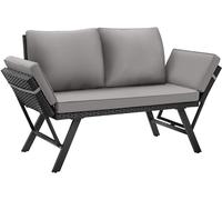 Tectake Sofá lounge de poliratán, 2 en 1, brazos abatibles, 157 x 61 x 89 cm