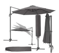 TecTake® Sombrilla Parasol, Protección UV, Inclinación Ajustable, Parasol Jardin, Sombrilla Terraza Exterior, Patio, Funda Protectora, Ventilación Superior, Parasol Terraza Exterior - 3m Gris