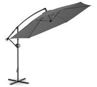 tectake® Sombrilla Terraza Exterior con Manivela Inclinación Regulable, Parasol Terraza Exterior con Doble Techo y Funda Protectora, Sombrillas Jardin Grandes, Muebles Jardin - 3,5 x 3,5 m Gris