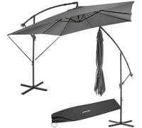 TecTake® Sombrilla Terraza Exterior, Sombrilla Playa con Manivela Manual e Inclinación Ajustable, Sombrilla Jardín con Máxima Estabilidad, Parasol Terraza Exterior, Ø250cm, Funda Protectora - gris