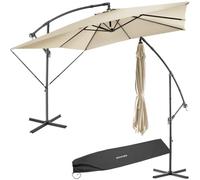 tectake® Sombrilla Terraza Exterior, Sombrilla Playa con Manivela Manual e Inclinación Ajustable, Parasol Jardín con Máxima Estabilidad, Parasol Terraza Exterior, 250x250cm, Funda Protectora - beige