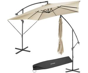 tectake® Sombrilla Terraza Exterior, Sombrilla Playa con Manivela Manual e Inclinación Ajustable, Parasol Jardín con Máxima Estabilidad, Parasol Terraza Exterior, 250x250cm, Funda Protectora - beige