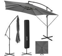 TecTake® Sombrilla Terraza Exterior, Sombrilla Playa con Manivela Manual e Inclinación Ajustable, Sombrilla Jardín con Máxima Estabilidad, Parasol Terraza Exterior, Ø250cm, Funda Protectora - gris