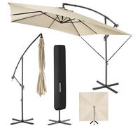 TecTake® Sombrilla Terraza Exterior, Sombrilla Playa con Manivela Manual e Inclinación Ajustable, Sombrilla Jardín con Máxima Estabilidad, Parasol Terraza Exterior, Ø250cm, Funda Protectora - beige