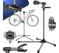 tectake® Soporte Bicicleta Suelo, Ajustable en Altura, Giratorio 360º, Soporte Bici Plegable con Bandeja, Herramientas Bicicleta Montaña o Carretera, Fácil Montaje, Firme y Estable, Carga máxima 45 kg