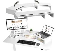 TecTake® Soporte para Monitor, Elevador de Monitor 3 Piezas, con Soportes para Smartphone, Diseño Ajustable y Giratorio, Organización de Escritorio, Accesorios Gaming y Oficina, Soporte Portátil y PC