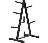 tectake® Soporte Pesas con 7 Barras para Discos de 25 mm, Capacidad de Carga 200 kg, Soporte Barra Musculacion, Organizador Gimnasio, para Complementar tu Rack Musculación, Mueble Pesas - Negro