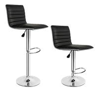 tectake® Taburete Alto Giratorio con Respaldo, Ajustable en Altura 60-81 cm, Reposapiés, Sillas de Comedor para Isla Cocina, Taburetes Altos para Bar - 2 Sillas Johannes