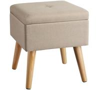 TecTake Taburete Acolchado de Almacenamiento Efecto Lino, Asiento con Espacio de almacenaje (Arena)