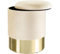 Tectake Taburete de terciopelo, suave, con almacenaje 36 x 44.5 cm crema
