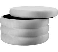 Tectake Taburete tapizado terciopelo con almacenaje, redondo, 67 x 42 cm, gris