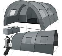 tectake® Tienda de Campaña Familiar Tipo Túnel, Tienda Campaña XXL para 6 Personas, Tienda Campismo con Protección UV y Repelente al Agua, Cuatro Ventanas, 350x480x195 cm, con Bolsa de Transporte