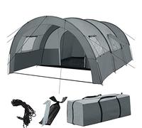 tectake® Tienda de Campaña Familiar Tipo Túnel, Tienda Campaña XXL para 6 Personas, Tienda Campismo con Protección UV y Repelente al Agua, Cuatro Ventanas, 350x480x195 cm, con Bolsa de Transporte