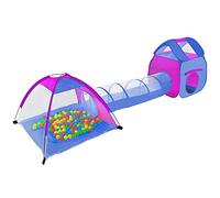 TecTake Tienda Infantil en Forma de iglú con túnel + 200 Bolas + Bolsa - Carpa de campaña para niños (Multicolor 2 | 401233)