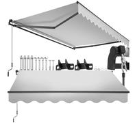 tectake® toldo retractil con Brazos articulados, fácil de Manejar con manivela, Estructura de Aluminio y Acero, Ideal para terraza, toldo Exterior, toldos Exterior terraza - 250x200 cm Gris Claro
