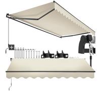 tectake® toldo retractil con Brazos articulados, fácil de Manejar con manivela, Estructura de Aluminio y Acero, Ideal para terraza, toldo Exterior, toldos Exterior terraza - 300x250 cm Beige