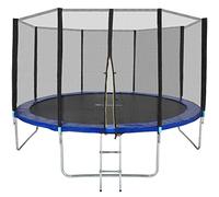 tectake® Trampolín, Cama Elástica Exterior para Niños y Adultos, Estructura de Acero, Red Protectora, Escalera, Certificado TÜV GS, Juegos Exterior Niños, Trampolin Fitness Adultos - 396 cm