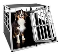 tectake® Transportin Perro Coche, Jaula para Perros con Puerta y Cerradura, Transportin Perro Grande Robusto, Jaula Perro Mediano Fácil de Limpiar, Jaulas para Perros - 97 x 90 x 69,5 cm