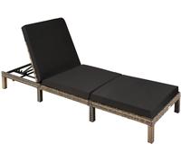 Tectake Tumbona de poliratán resistente, ajustable en 5 posiciones, natural
