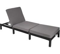 Tectake Tumbona de poliratán resistente, ajustable en 5 posiciones, negro
