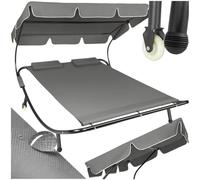 TecTake® Tumbona Doble de Jardín, Tumbona de Playa con Parasol Plegable, Tumbona de Piscina para Dos, Tumbona Jardín Exterior con 2 Ruedas y Cojines, Fácil Montaje, Interior y Exterior - Negro