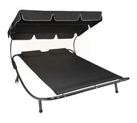 Tectake - Tumbona doble Estructura robusta de metal Con parasol plegable Fácil y rápido montaje Para interiores y Exteriores Para 2 personas