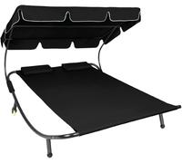 Tectake Tumbona doble, toldo ajustable, ruedas, 215 x 183 x 150 cm, negro