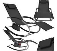 TecTake® Tumbona Jardin Exterior con Movimiento Oscilante, Tumbonas Piscina con Bolsillo Lateral, Resistente al Agua, Tumbonas Jardin Exterior, Sillas de Terraza - 1 Unidad Negro