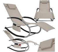TecTake® Tumbona Jardin Exterior con Movimiento Oscilante, Tumbonas Piscina con Bolsillo Lateral, Resistente al Agua, Tumbonas Jardin Exterior, Sillas de Terraza - 1 Unidad Beige