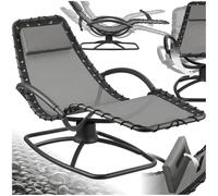 TecTake® Tumbona Jardin Exterior, Mecedora Jardin Ergonómica con Balanceo, Cojín Desmontable, Reposabrazos Acolchados, Textileno Transpirable, Sillas Tumbonas Terraza - Gris