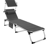 Tectake Tumbona plegable 220 x 60,5 x 34 cm con bolsillo lateral gris