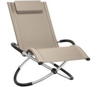 tectake® Tumbona Plegable con Función Balancín, Tumbona Playa Ergonómica, Tumbona Piscina en Acero y Textileno, Tumbona Jardín Exterior, Protección Antivuelco, Carga Máx. 150 kg, Fácil Montaje - beige