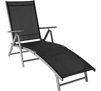 tectake® Tumbona Plegable e Impermeable, Tumbona Playa Reclinable en 7 Posiciones, Tumbona Piscina en Aluminio, Tumbonas Jardín Exterior, Carga Máx. 120 kg, Ligera, Fácil Montaje - Negro/Gris Oscuro