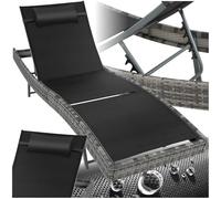 TecTake® Tumbona Plegable para Jardín, Estructura de Aluminio con Techo Solar, Ajustable, Resistente a Intemperie, Bolsillo Lateral, Tumbonas Jardin Exterior, Muebles Jardin Exterior - Gris Jaspeado