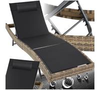 TecTake® Tumbona Plegable para Jardín, Estructura de Aluminio con Techo Solar, Ajustable, Resistente a Intemperie, Bolsillo Lateral, Tumbonas Jardin Exterior, Muebles Jardin Exterior - Natural