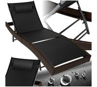 TecTake® Tumbona Plegable para Jardín, Estructura de Aluminio con Techo Solar, Ajustable, Resistente a Intemperie, Bolsillo Lateral, Tumbonas Jardin Exterior, Muebles Jardin Exterior - Marron/Negro
