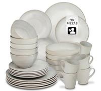 tectake® Vajilla Completa para 6 Personas, Diseño Marítimo, Aptas para Lavavajillas y Microondas, Platos Vajilla, Cuencos y Tazas de Cafe, Vajillas Completas Modernas - 30 Piezas Arena