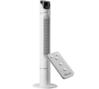 tectake® Ventilador de Torre Silencioso, 110 cm, con Panel de Control LED, Tres Velocidades y Modos, Rotación y Temporizador, Ventilador de Pie con Mando - Blanco
