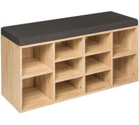 Tectake Zapatero con banco, 10 pares, 103,5 x 48 x 30 cm, gris/roble claro