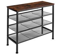 tectake® Zapatero Entrada Recibidor Industrial, Recibidores de Entrada, Muebles de Salon de Madera, Organizador Zapatos, Estanteria - 75,5 x 30,5 x 69,5 cm Madera Industrial Oscura, Rústica